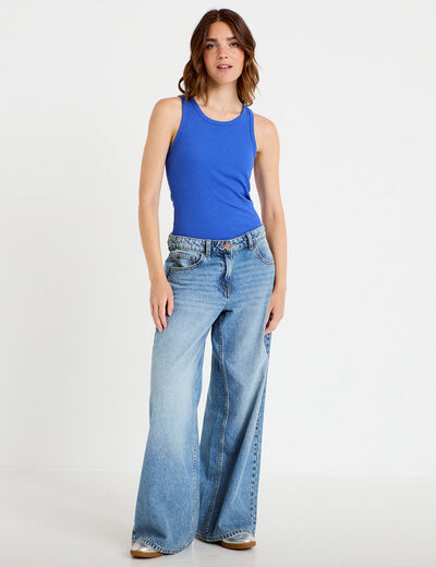 D&eacute;bardeur c&ocirc;tel&eacute; avec brassi&egrave;re int&eacute;gr&eacute;e bleu electrique femme