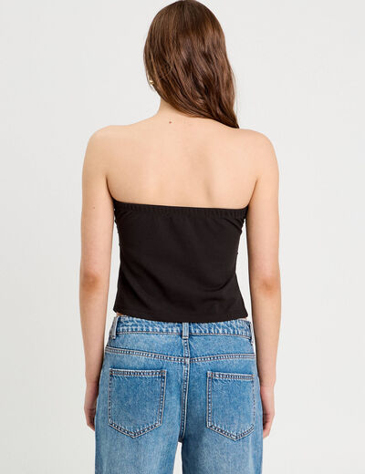 Bustier cropped froncé noir femme