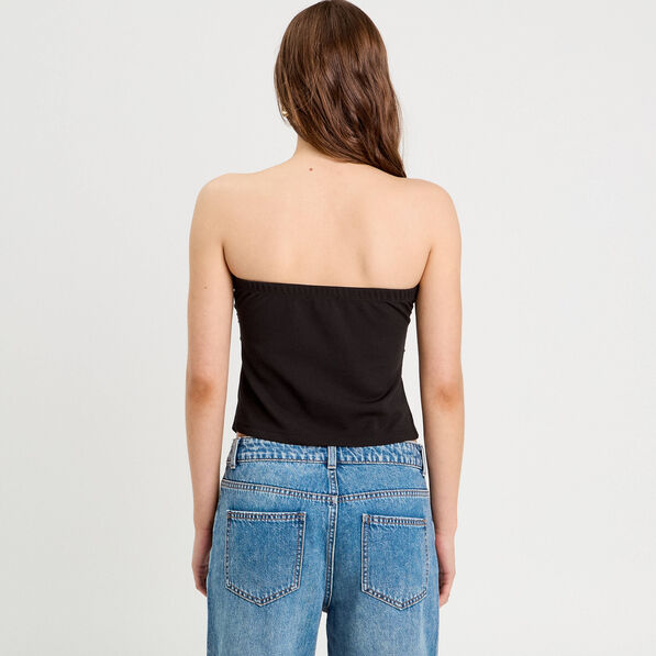 bustier cropped fronce noir femme Bustier cropped froncé noir femme