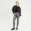 Pantalon skinny enduit gris foncé femme