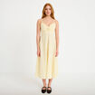 Robe &eacute;vas&eacute;e 3/4 &agrave; fines bretelles jaune clair femme