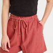 Short regular contenant du lin vieux rose femme