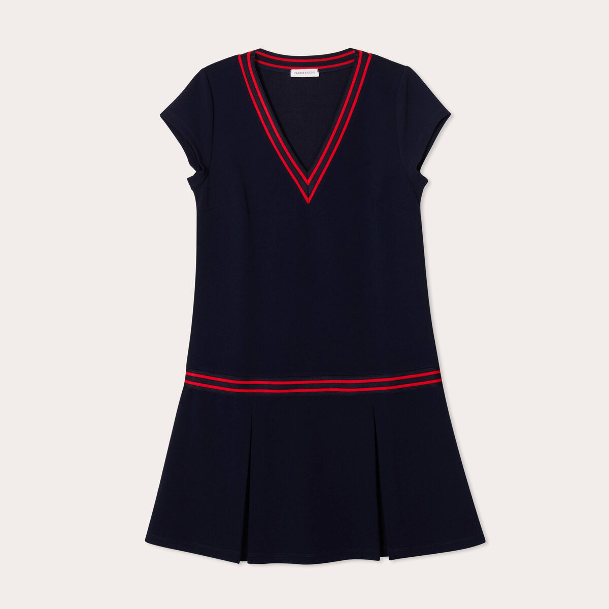 Robe &eacute;vas&eacute;e avec bandes bleu marine femme
