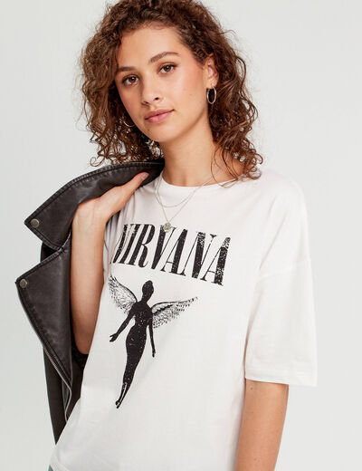 T-shirt col rond Nirvana ecru femme