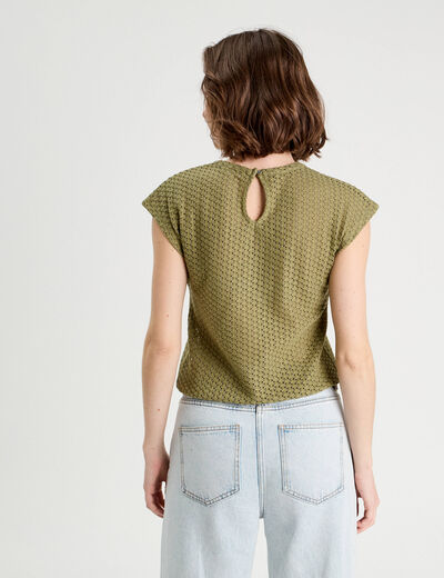 Débardeur ajouré vert kaki femme