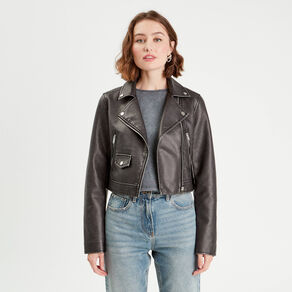 Veste biker simili cuir noir femme
