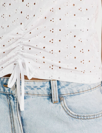 T-shirt broderie anglaise blanc femme