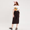 Jupe midi droite avec noeud noir femme