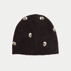 Bonnet avec broderie marron fonc&eacute; femme