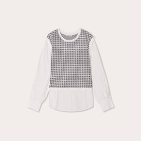 Sweat effet 2-en-1 chemise ecru femme
