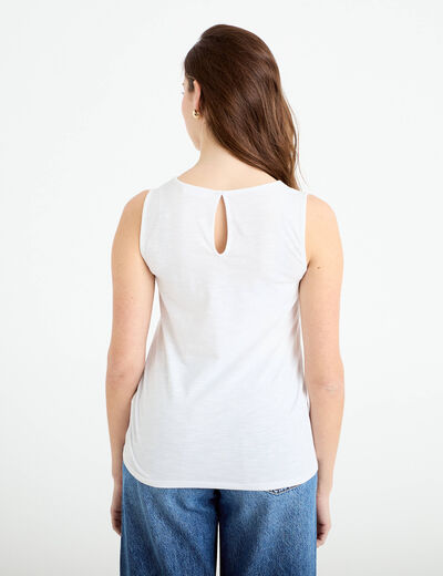 D&eacute;bardeur col v blanc femme