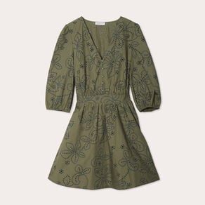 robe evasee brodee vert kaki femme Robe évasée brodée vert kaki femme