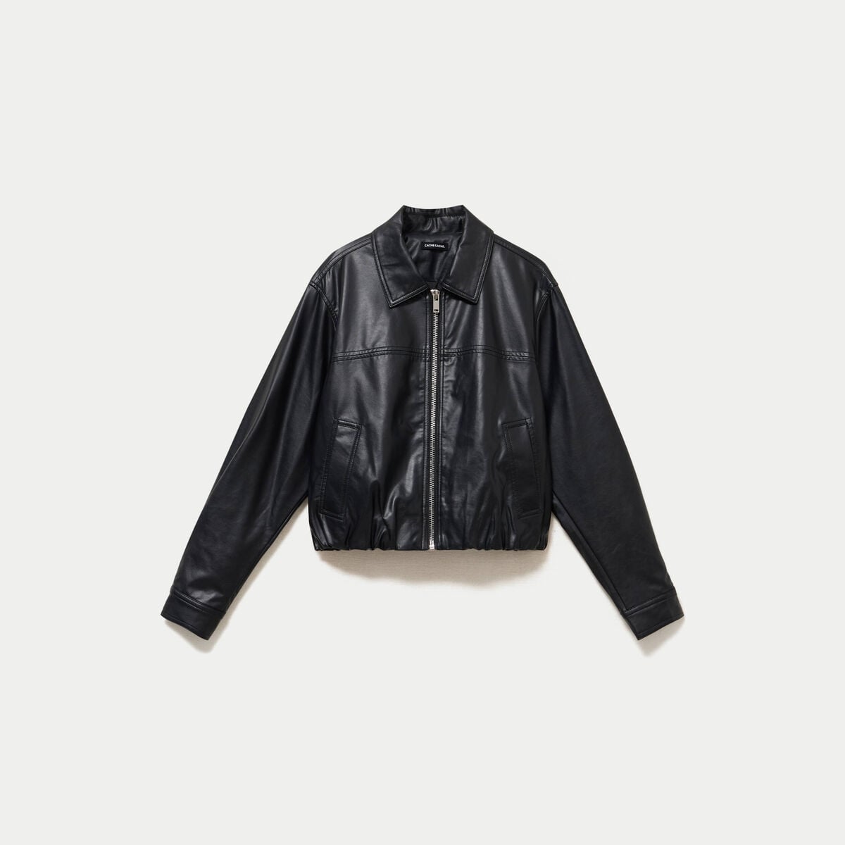 Veste effet boule manches longues noir femme