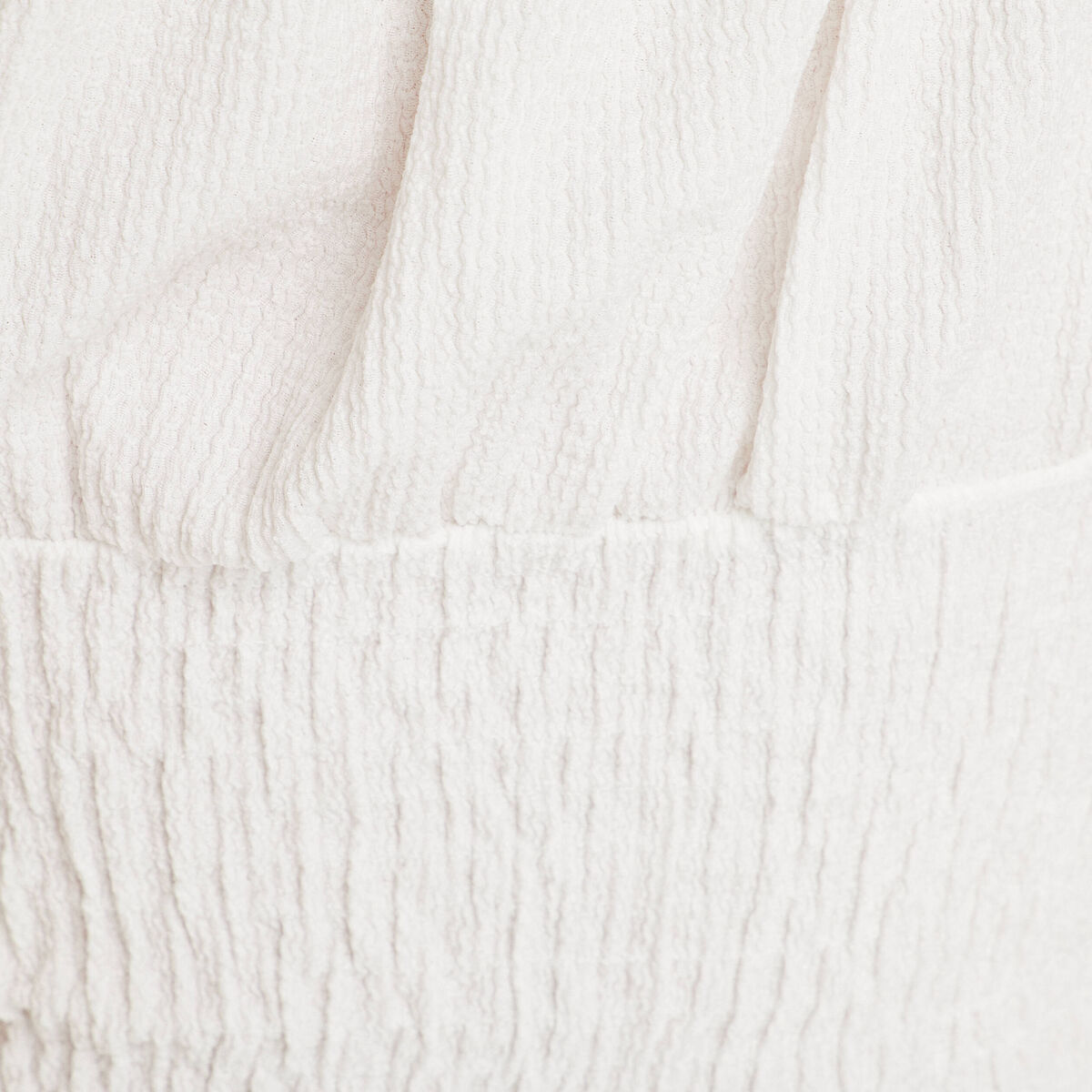 Blouse smockée manches courtes ecru femme