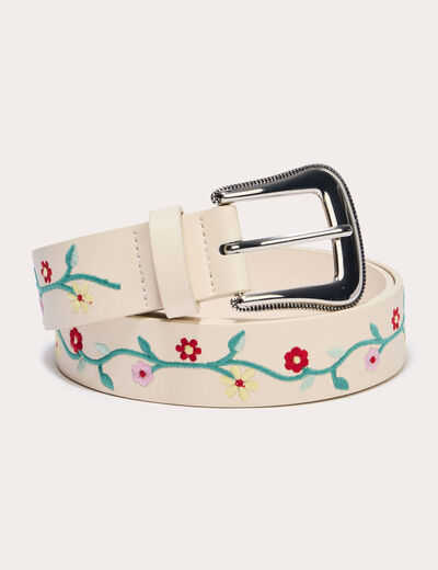 Ceinture brod&eacute;e blanc femme