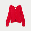 Pull col v manches longues perles rouge femme