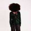 Blouse &agrave; sequins dos nou&eacute; vert fonc&eacute; femme