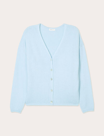 Gilet manches longues bleu ciel femme
