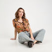 Chemise manches courtes marron foncé femme