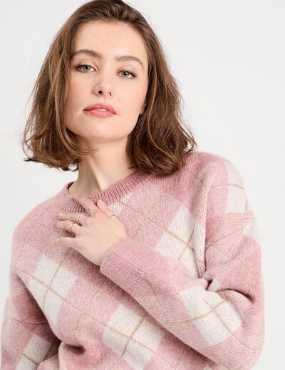 Pull manches longues rose poudrée femme