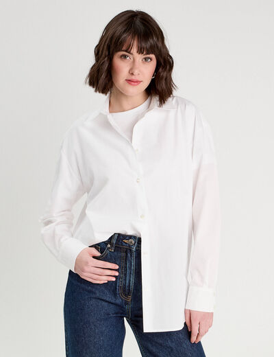 Chemise manches longues blanc femme