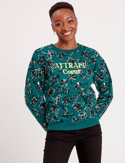 Sweat manches longues vert foncé femme