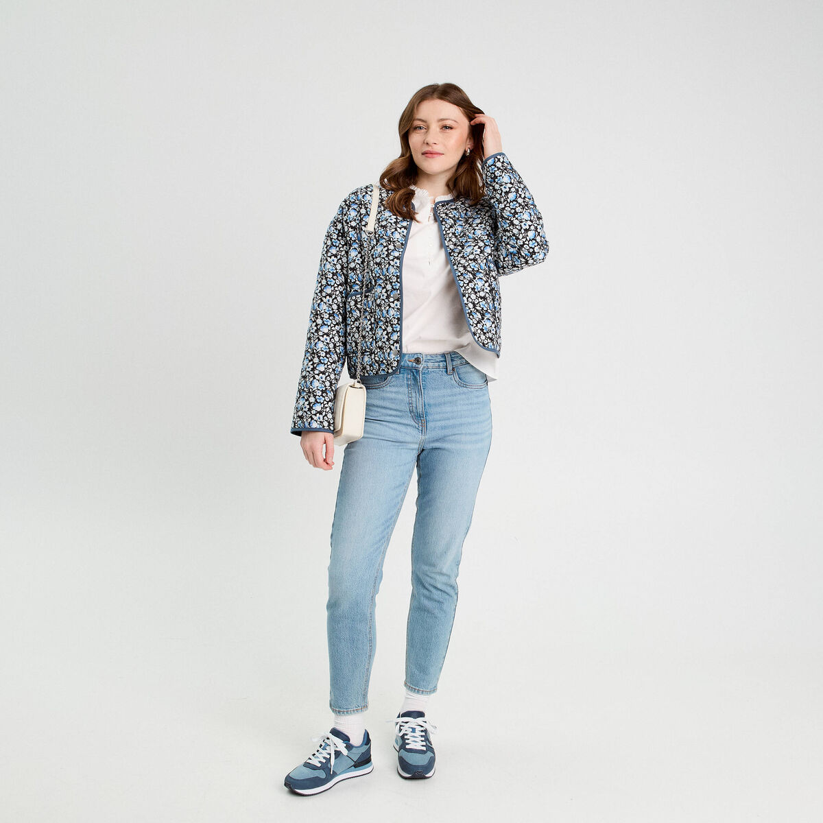 Veste matelassée boutonnée noir femme
