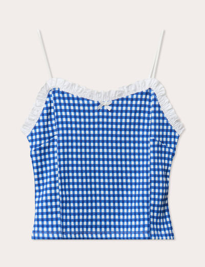Débardeur cropped bretelles bleu electrique femme