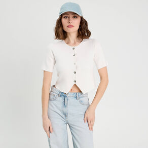 Gilet manches courtes blanc femme