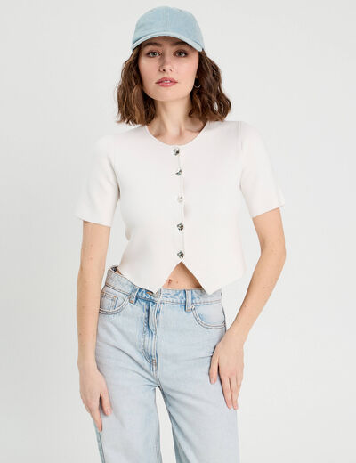Gilet manches courtes blanc femme
