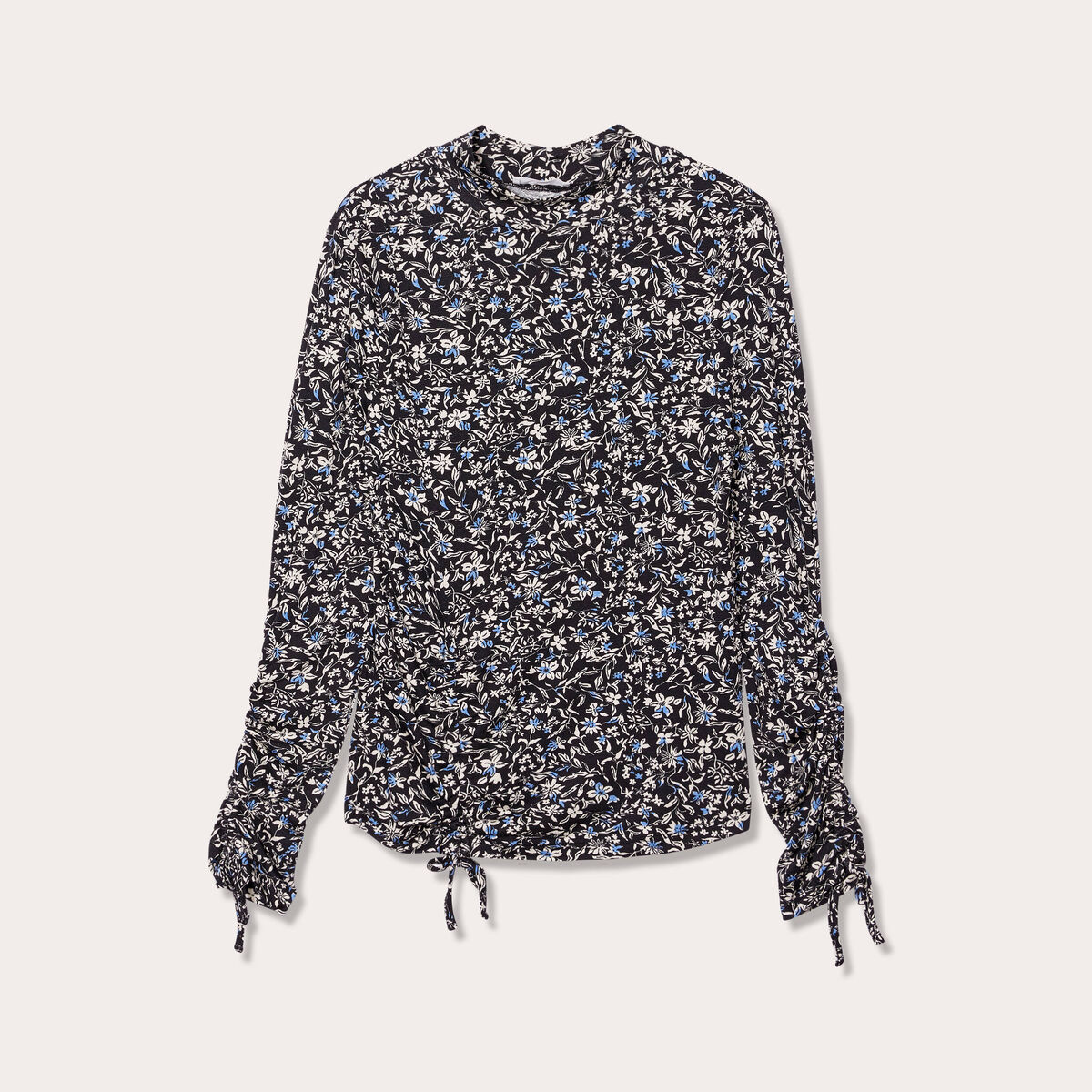 T-shirt col montant noir femme