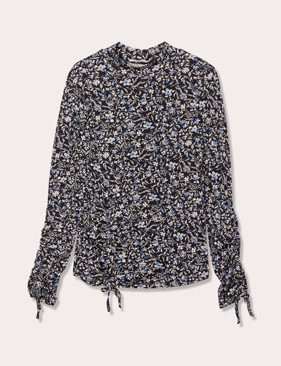 T-shirt col montant noir femme