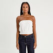 Bustier cropped smocké ecru femme