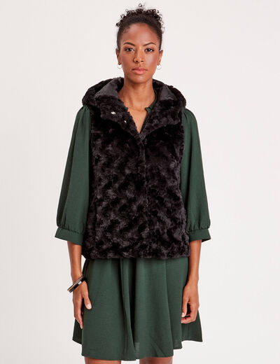 Veste droite à capuche noir femme