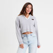 Pull manches longues col polo gris clair femme
