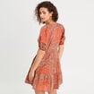 Robe évasée manches ballons terracotta femme
