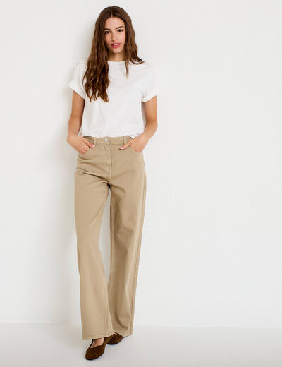 Jean wide leg taille haute gris femme