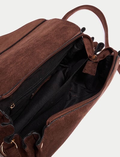 Sac aspect daim marron femme