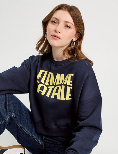 Sweat oversize bleu marine femme