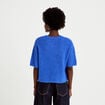 Pull col rond manches courtes bleu electrique femme