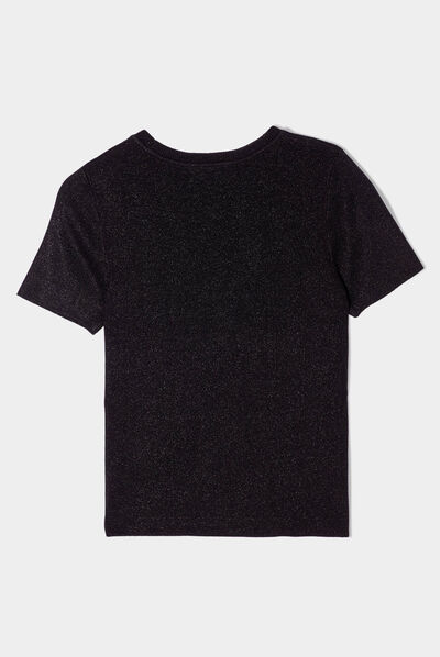 Pull manches courtes noir femme