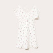 Robe courte évasée col v manches courtes blanc femme