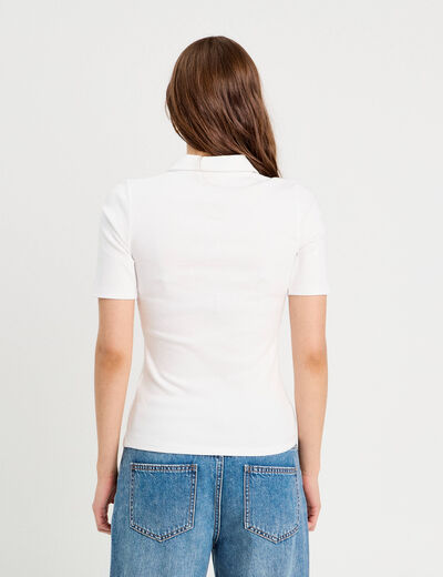 Polo manches courtes blanc femme