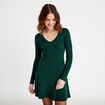 Robe tricot patineuse c&ocirc;tel&eacute;e vert fonc&eacute; femme