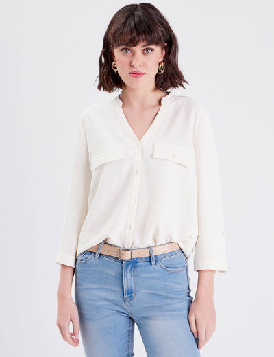 Chemise manches 3/4 ivoire femme