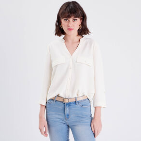 chemise manches 34 ivoire femme Chemise manches 3/4 ivoire femme