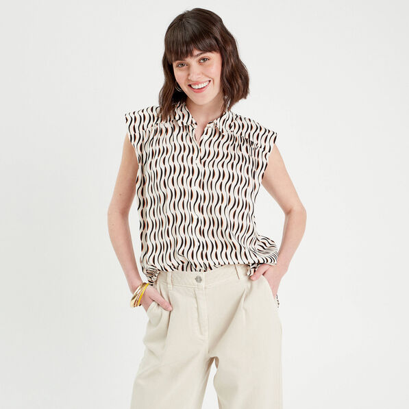 Chemise sans manches blanc femme