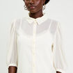 Chemise droite courte voile manches 3/4 ecru femme