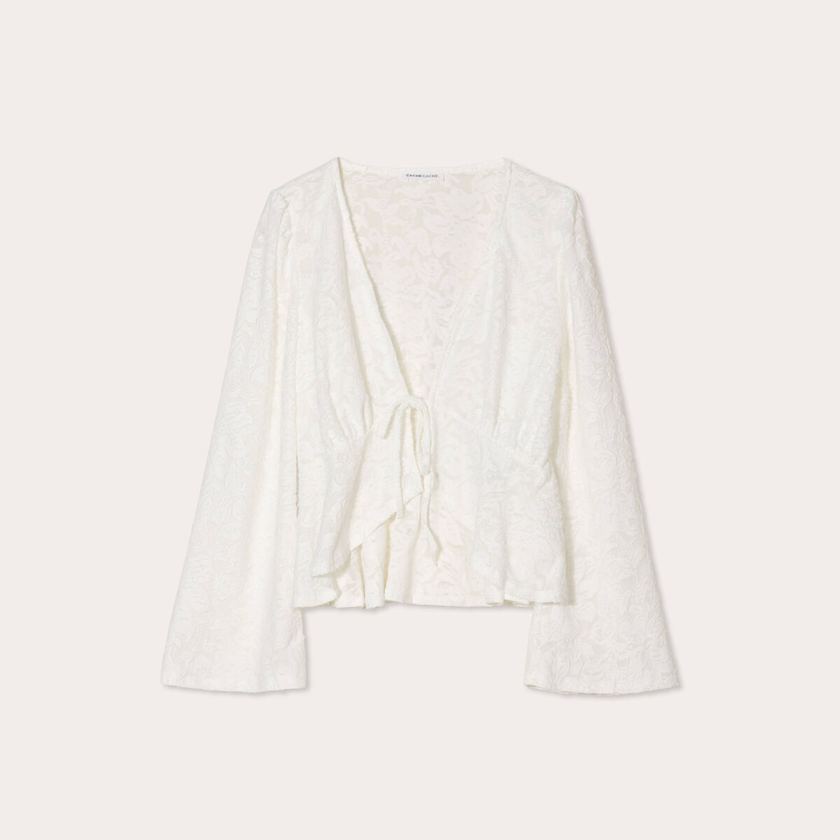 Blouse nouée ecru femme