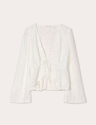 Blouse nouée ecru femme